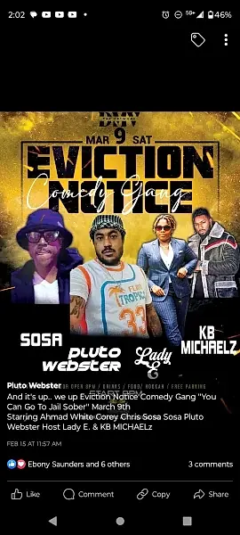Eviction comedy crew up coming show March 9 610 Lafayette Ave Laurel MD 