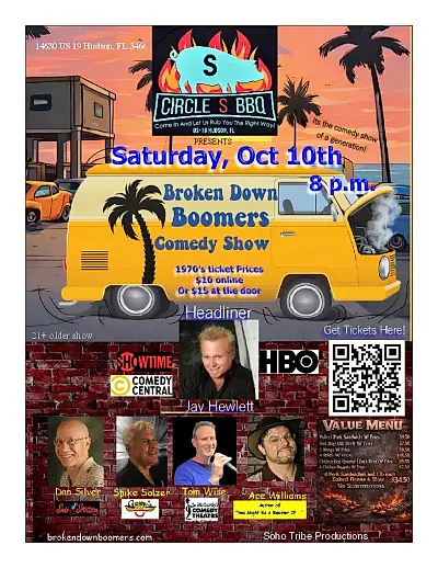 The Broken Down Boomers Comedy Show live at Circle S BBQ Sat. Oct. 10th