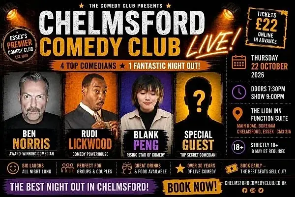 Chelmsford Comedy Club Live - Ben Norris, Rudi Lickwood, Blank Peng and Special Guest | Thursday 22 October