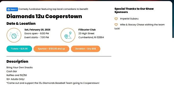 Diamonds 12u Cooperstown - comedy show