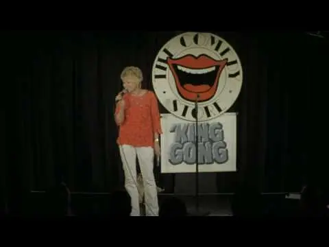 Sally Firth (Sian Doughty) with the set which won King Gong at the London Comedy Store.